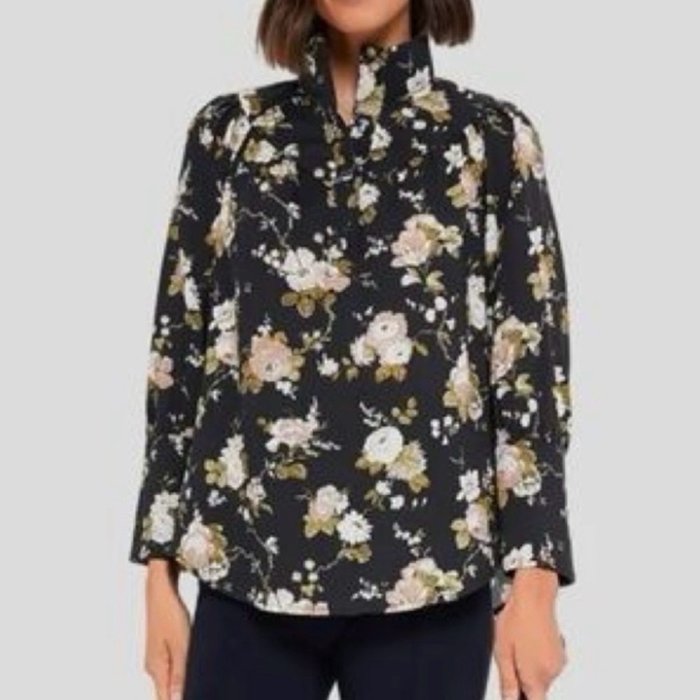 Tuckernuck Corrigan Blouse Midnight Garden NWOT. Western details. High neck.